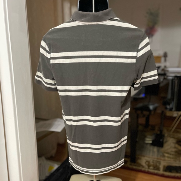 EUC Men’s Size Small EXPRESS Classic Polo Striped Polo Shirt 100% Cotton In Grey - Picture 4 of 9
